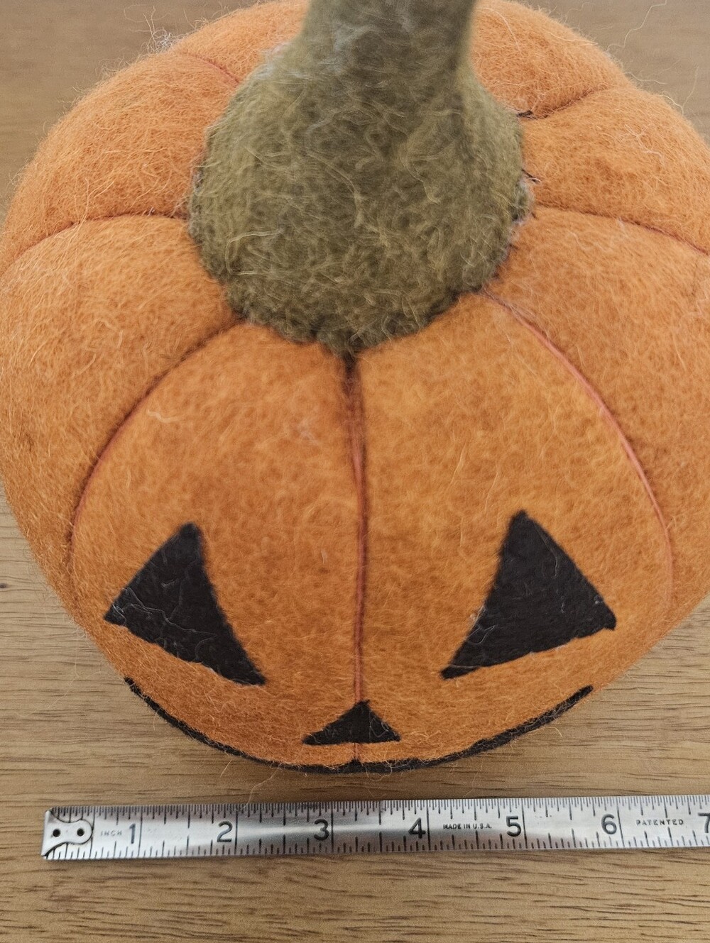 felt jack-o-lantern pumpkin plush throw pillow boho indie halloween decor - Picture 5 of 6